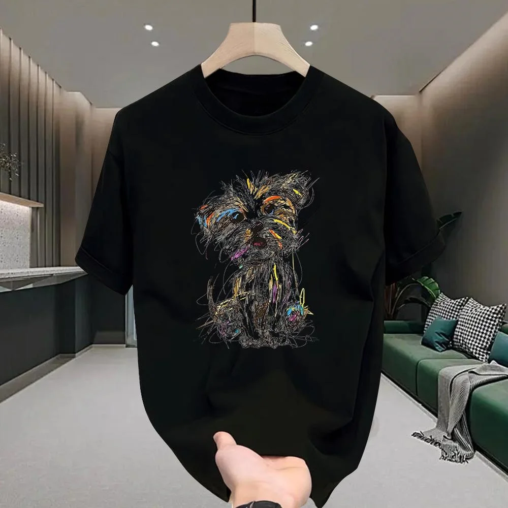 Футболка с рисунком Scribbled Little Dog, 3d-печать, спортивная, для отдыха, сухая, быстро дышащая, удобная, мужская и женская футболка Y2K