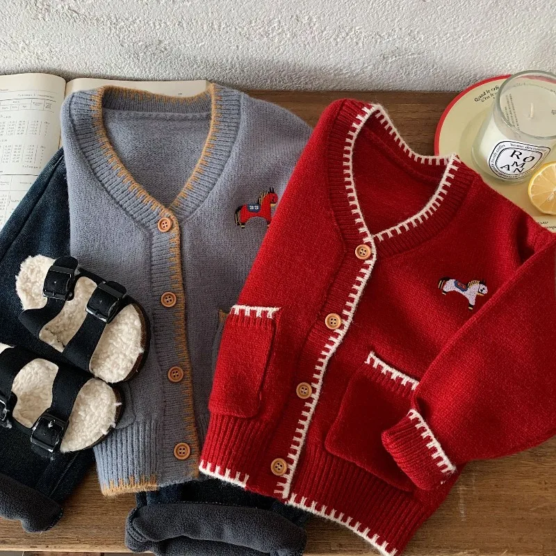 Girls Cardigan Winter Autumn Warm Jackets for Kids Knittes Long Sleeve Children Outerwear Toddler Windbreaker Baby Coats Clothes