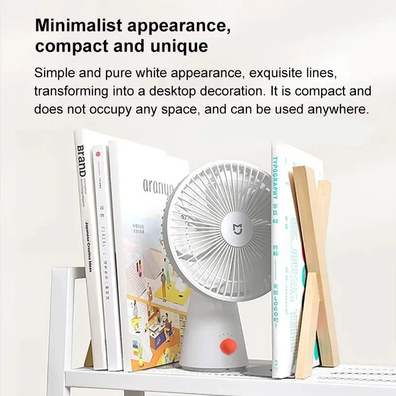 XIAOMI Mijia Portable Mobile Desktop Fan USB Rechargeable Handheld Mini Electric Fan Cordless Air Cooled Small Fan 4-speed