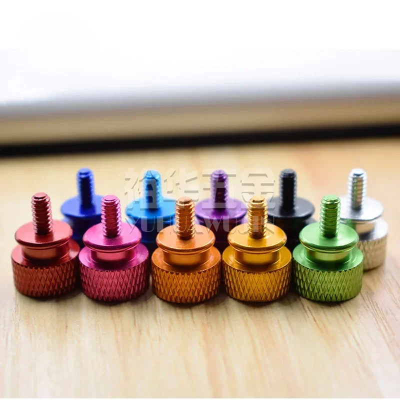 

SEYjKtNp 5pcs M3 round high head network grain knurled hand screw bolts aluminum alloy machine box screws color