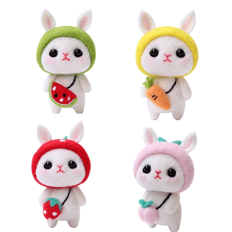 Creative Rabbit Animal Handmade Toy Doll Kitting Non-Finished DIY Wool Felting Package Material Arts Crafts Needlework