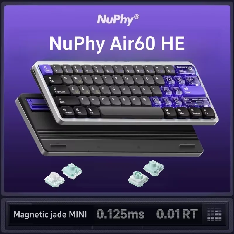 Nuphy Air60 HE Wired Magnetic Gaming Keyboard 61 Keys Rapid Trigger 60% Compact Actuation Point Adjustable 8K Low-Profile