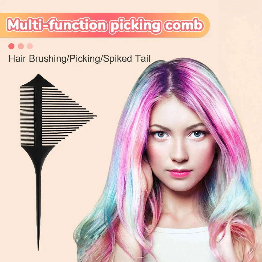 Double-sided Highlights Color Comb Hairdressing Styling Hair Dye Comb Tip-tail Parted Triangular Brush Dense Teeth Hair Supplies