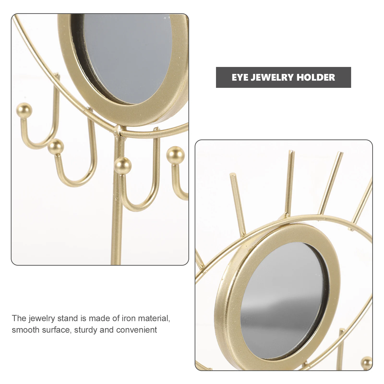 

Jewelry Holder Stand Eye Shape Makeup Mirror Necklace Organizer Display Tower for Earrings Rings Pendants Craft Supplies Storage