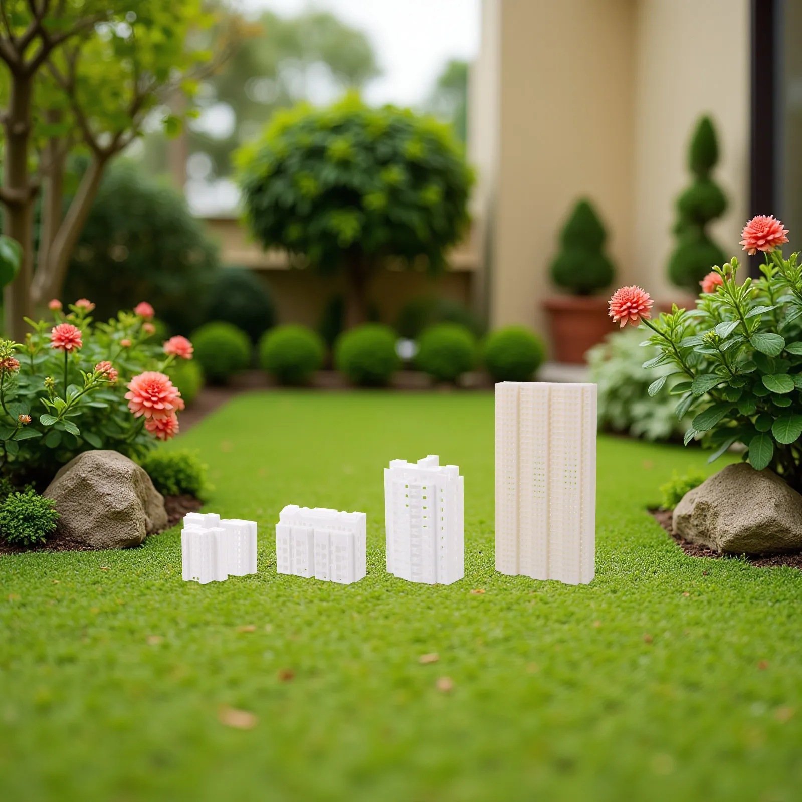 

4Pcs High-Rise Architecture Scale Kit White Plastic Miniature Apartment Buildings for Diorama Urban Planning Craft