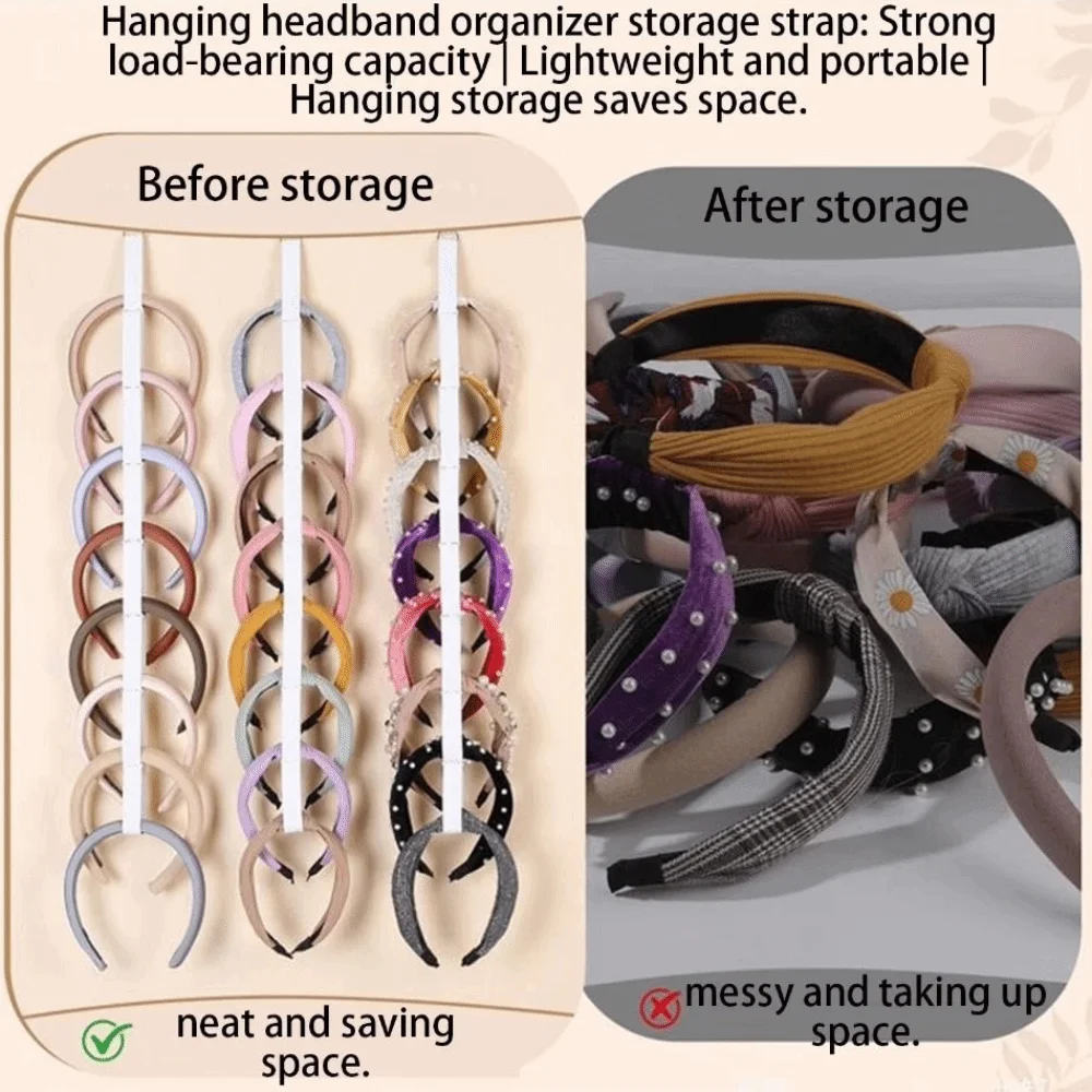 

Bathroom Elastic Headband Organizer Wall-Mounted 8-Slot Headband Storage Holder Space Saving Wall Headband Holder Closet