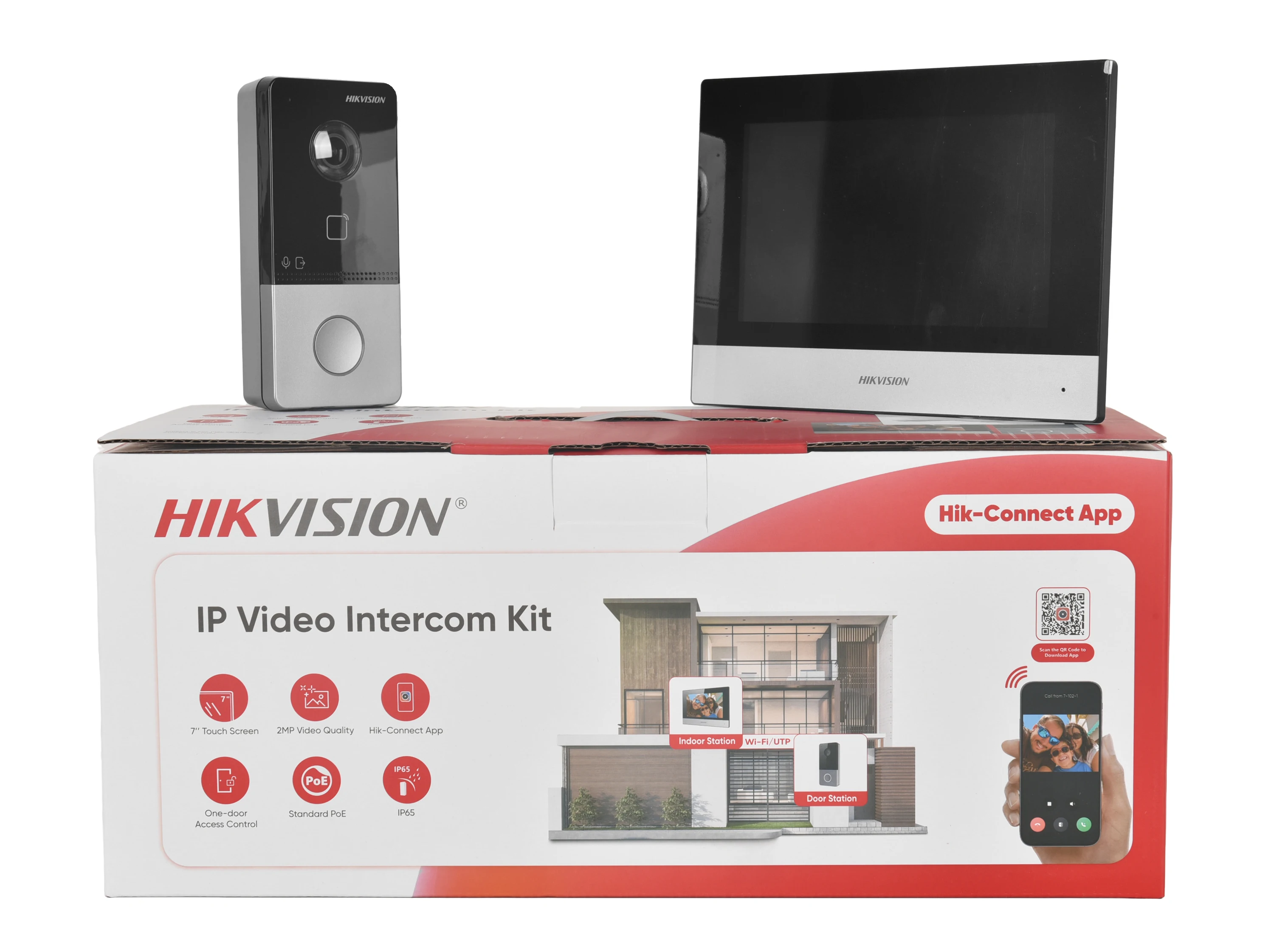 HIKVISION DS-KIS603-P KIT d'interphone vidéo IP POE multilingue 802.3af, comprend les boutons d'appel DS-KV6113-WPE1 et DS-KH6320-WTE1