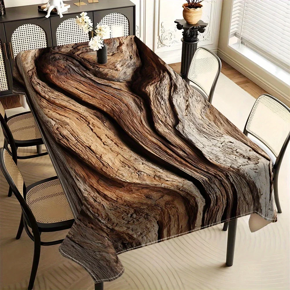 Modern decorative art bark design printed tablecloth, rectangular tablecloth made of durable polyester fabric