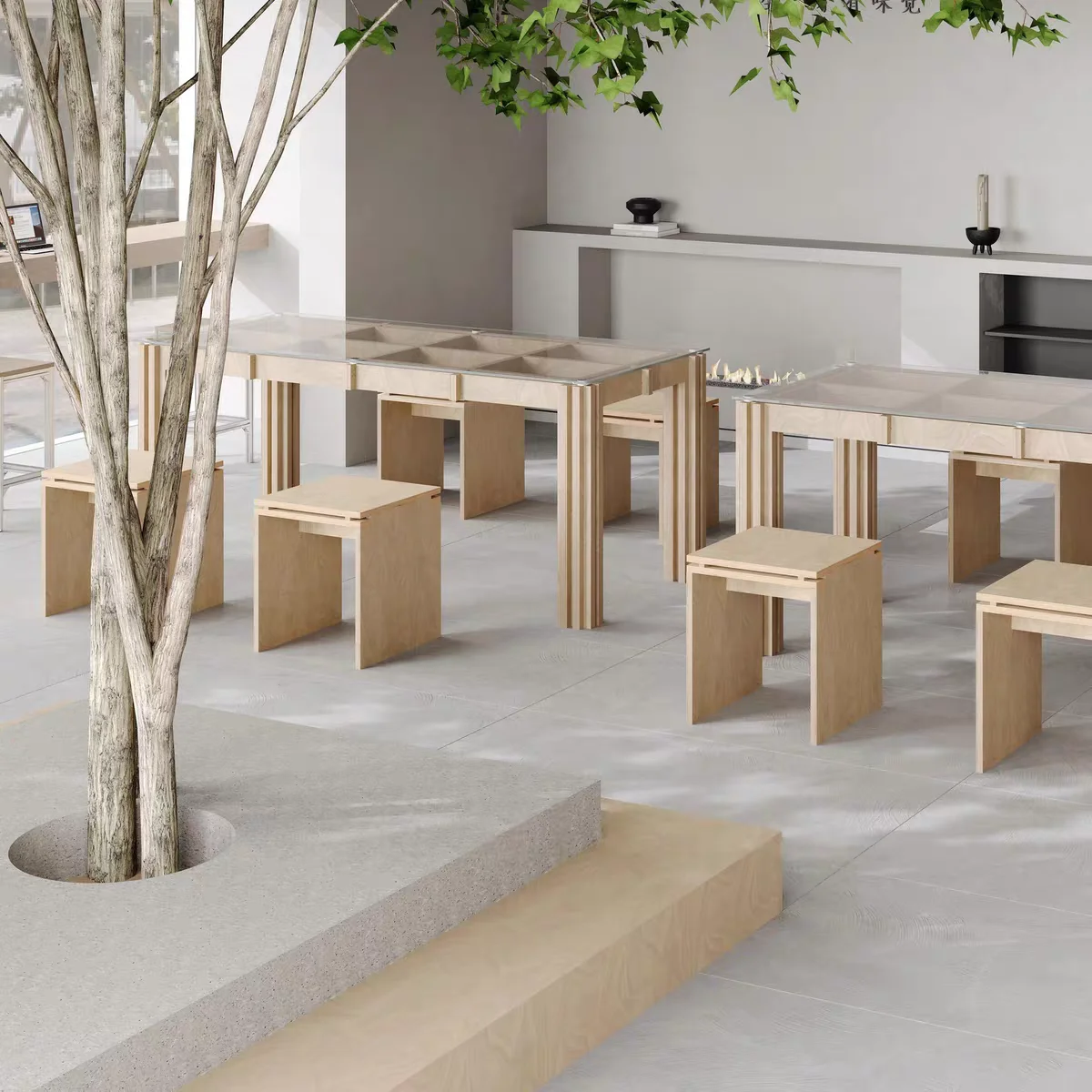!@Waffet Farmhouse Coffee Table Korean Style Creative Birch Marine Board Simple Small Square for Coffee/Dessert/Milk Tea Shops