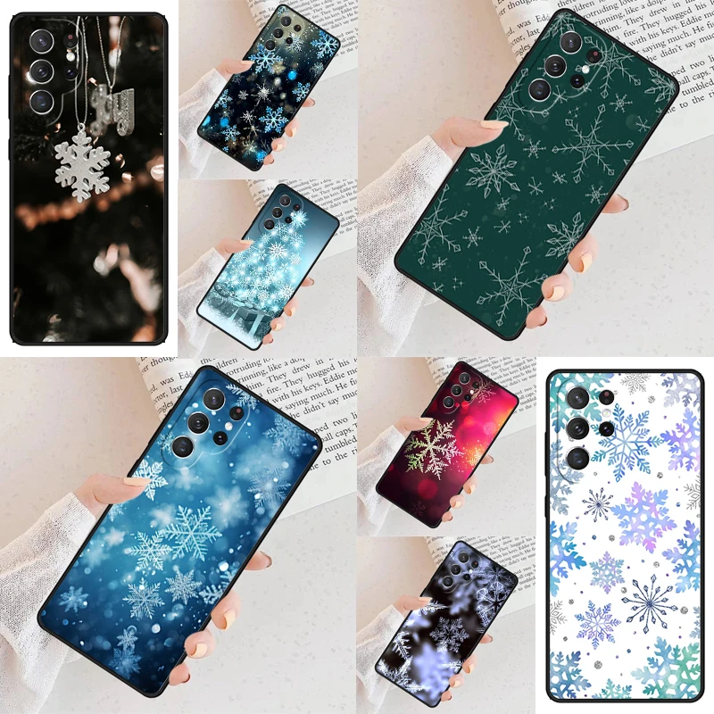 Snowflake Christmas Pattern Cell Phone Case for Samsung Galaxy S26 Ultra S25 S24 S23 S22 S21 S20 Note10 Cover