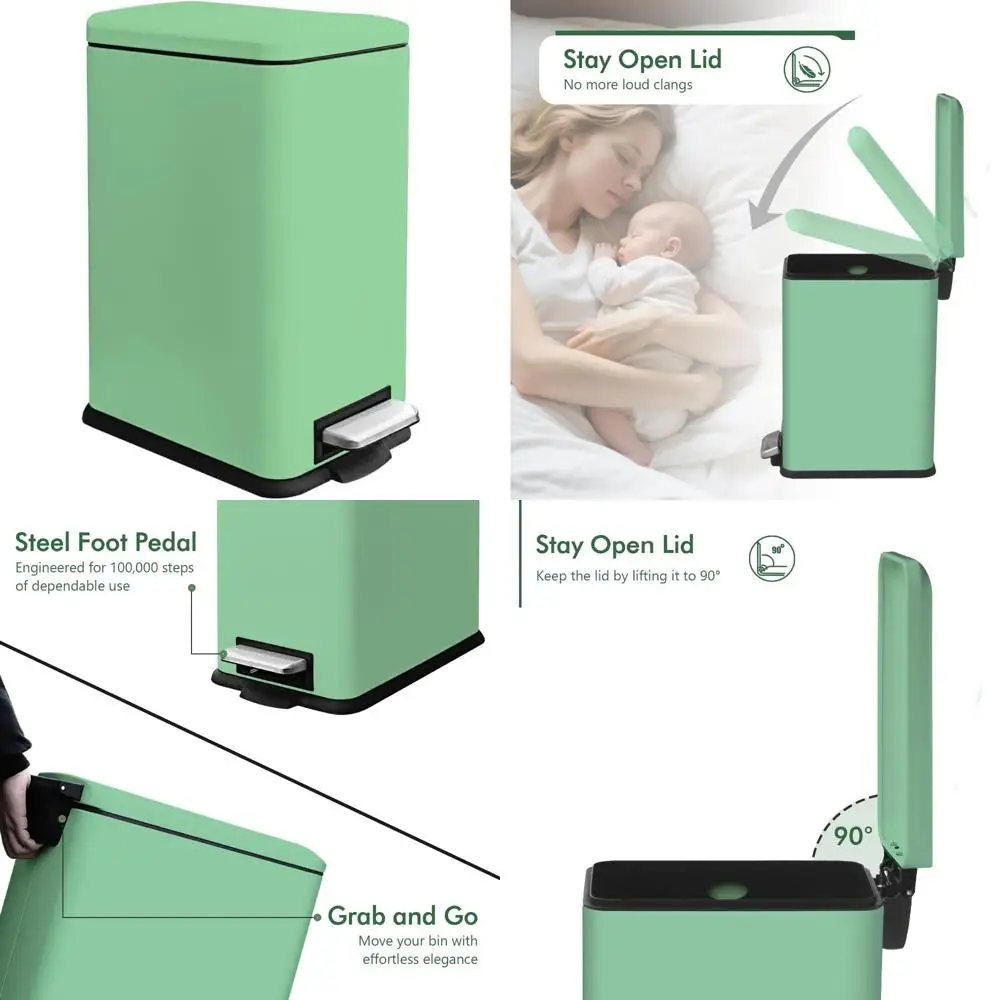 

Stainless Steel Bathroom Trash Can 16.7L/4.4 Gallon with Removable Bucket and Soft-Close Lid for Hygienic Waste Disposal