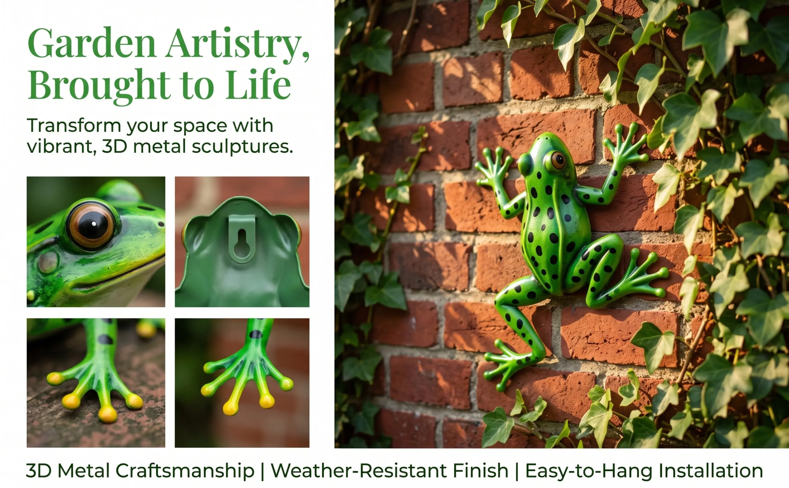 2Pcs Delicate Iron Frogs Pendant Wall Decor Bright Colorful Frog Modeling for Home Office Decor Festive Atmosphere Iron Craft