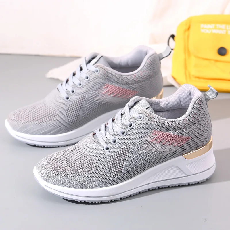 2024 Women's shoes summer new fashion casual shoes increase thick soles comfortable breathable mesh sneakers women's shoes