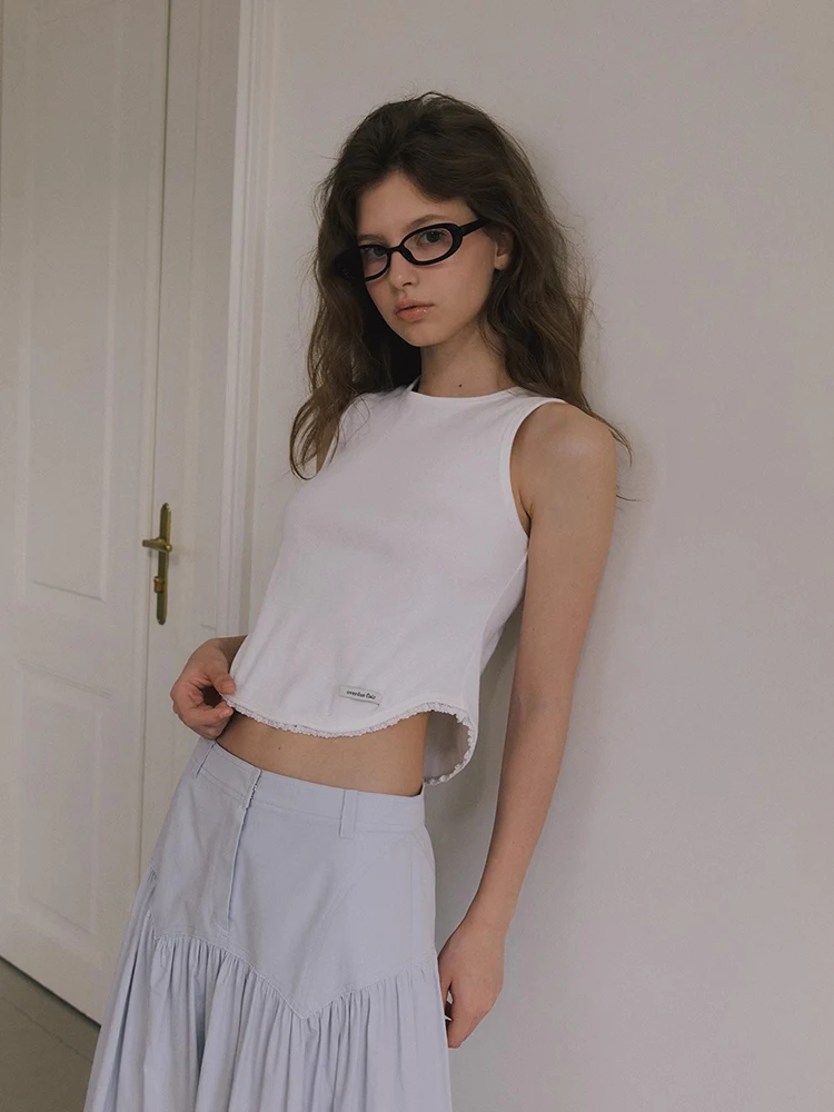 

Облегающий круглый кружевной жилет, топ, летний топ, женская мода, Новое поступление, высокая эластичная хлопковая смесь, повседневная одежда