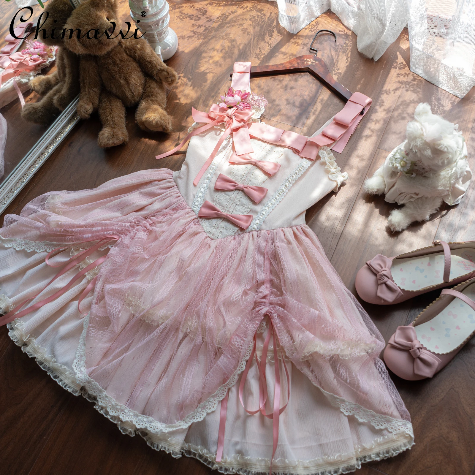 

Original Lolita Elegant Ballet Style Cla Lift Cake Dress Women 2025 Spring and Summer New Sweet Girl Y2k Pink Lo Jsk Dresses