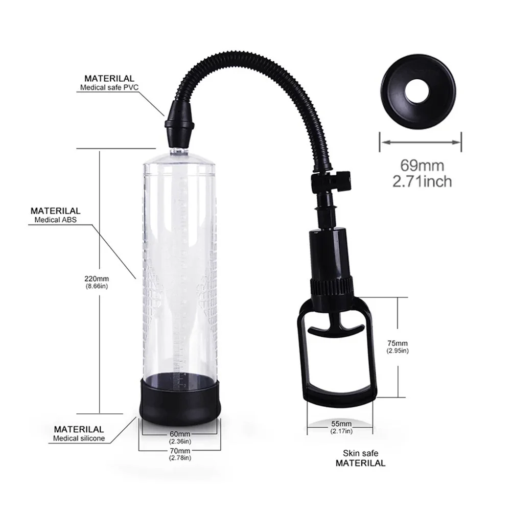 Men Penis Extender Pump Cock Enlargement Dick Trainer Sex Toys For Adult Couples Male Masturbator Vacuum Pump Ejaculation Delay view 2