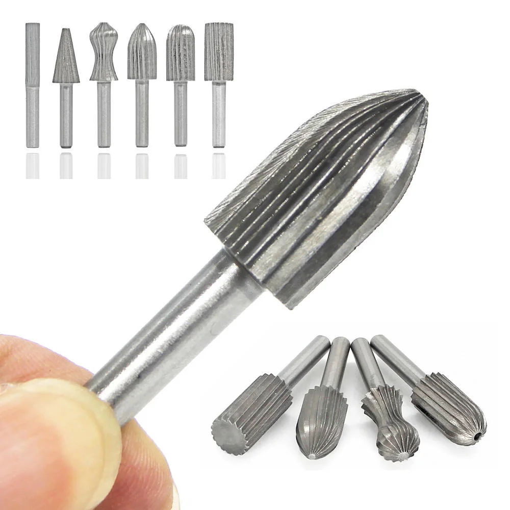 

6pcs/set Tungsten Steel Rotary File 6mm Shank Milling Cutter Set Rotary Tools For Metal Woodworking Burr Drilling Engraving