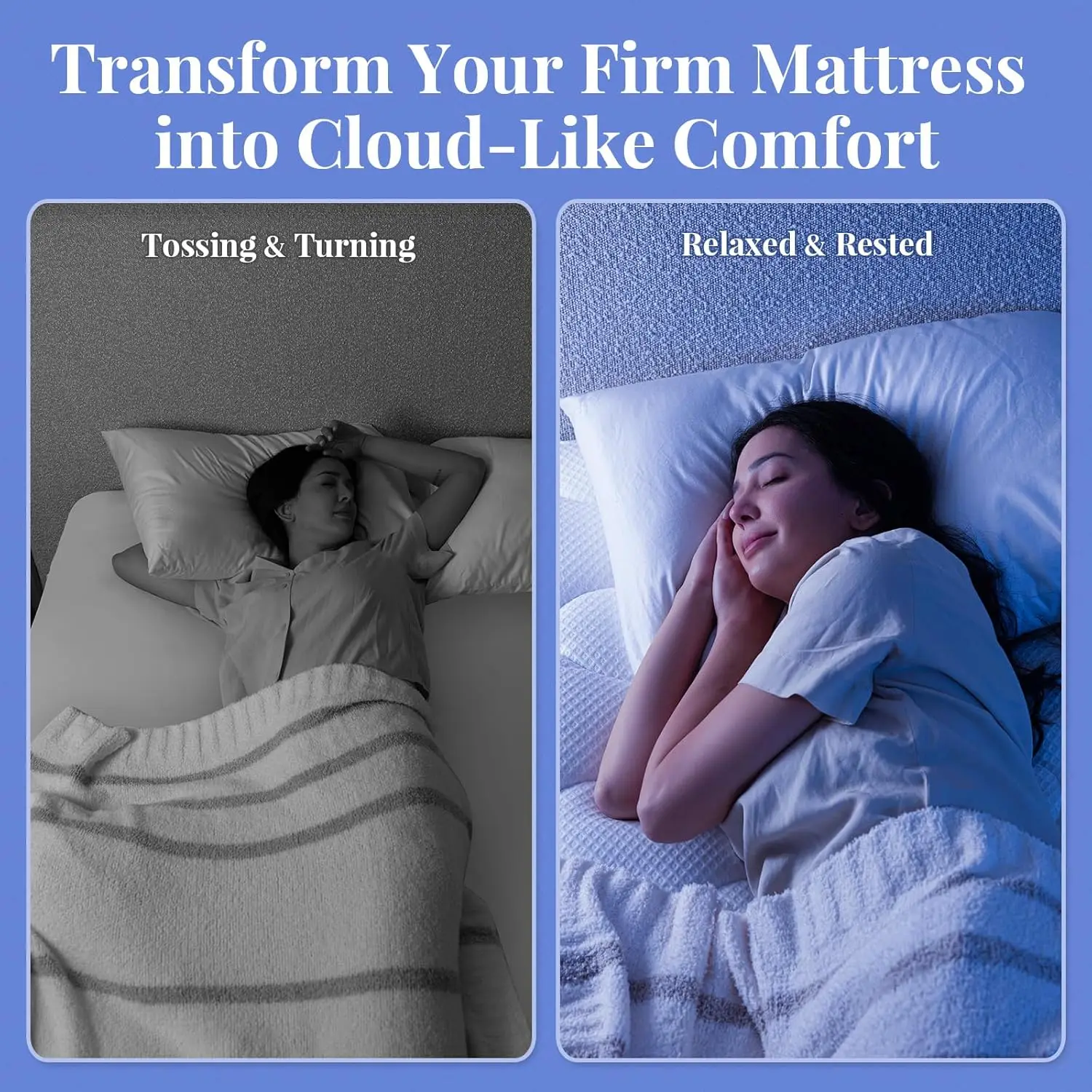 Topper de colchão king de camada dupla de 4 polegadas, espuma de memória de gel de 2 polegadas, almofada superior de travesseiro alternativo de 2 polegadas, capa de colchão para cama