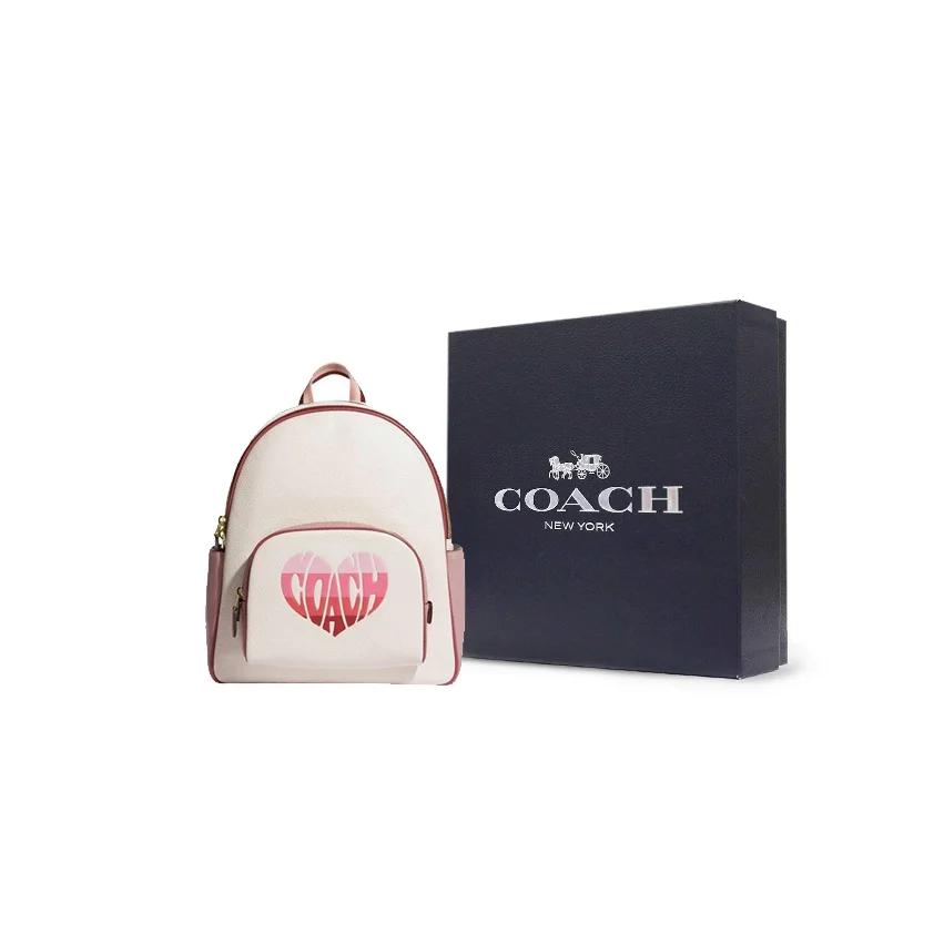 COACH Court Cow Leather With Textile Backpack Large Women's White & Pink CA246-IMCAH view 3