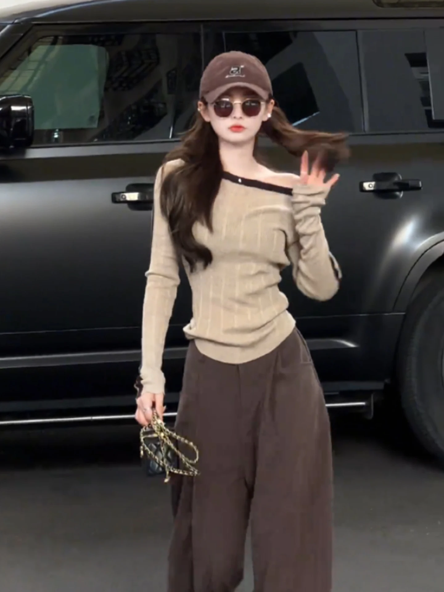 快適なニットのロング丈セーター、トレンディなヴィンテージ風、ファッショナブルな秋のトップス、スリムなベースレイヤー、通勤に最適...