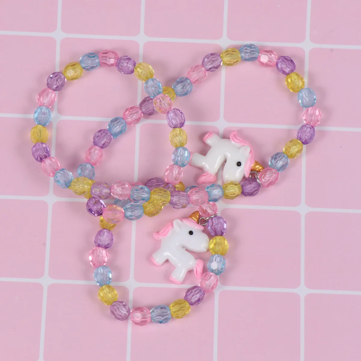 

Kids Unicorn Necklace Bracelet Pink Horse Pendant Elegant Jewelry Set for Little Children Kids Unicorn Necklace