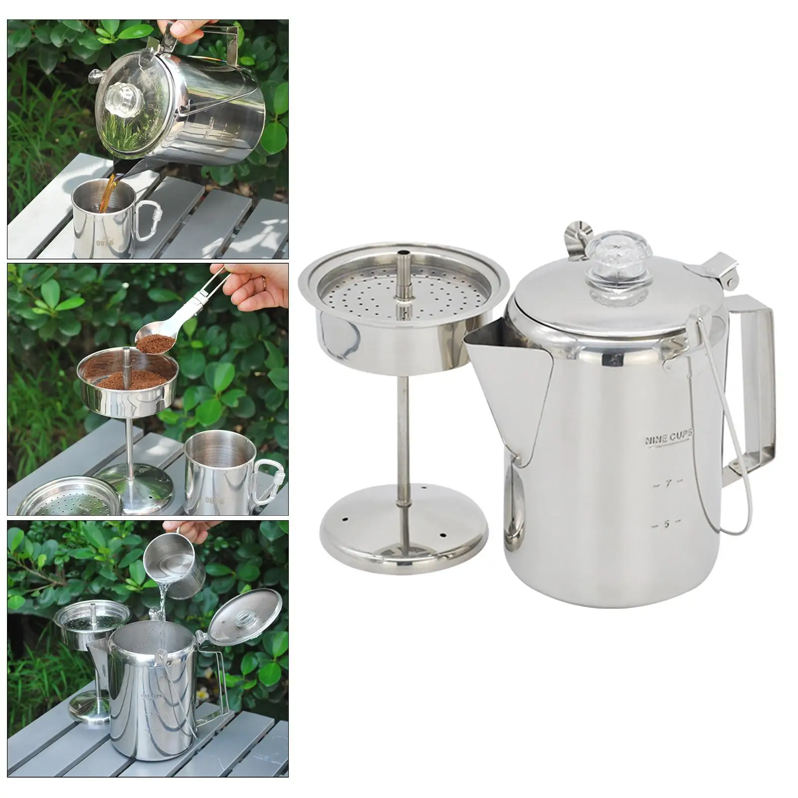 Portable Stainless Steel Camping Water Cup with Handles and Lid - Ideal for Outdoor Activities