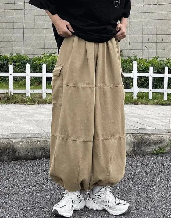 

Men's Cargo Pants Men's High Street Straight Loose Wide Legs Casual Solid Color Trousers