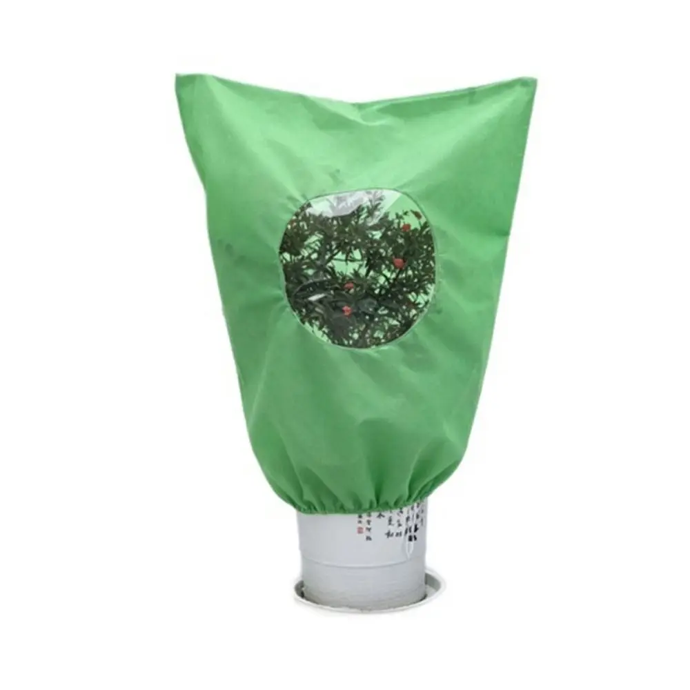 Non-Woven Fabric Plant Frost Protection Cover with Transparent Window Breathable Plant Anti-Freeze Cover Cold Resistant