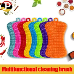 1PC Kitchen Silicone Cleaning Brush Washing Cleaning Brushes Pot Pan Sponge Scrubber Fruit Vegetable Dish Silicone Dishwashing B