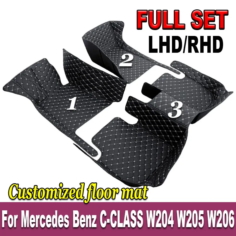 Custom Car Floor Mats For Mercedes Benz C-CLASS W204 W205 W206 C180-C450 Auto Carpets Foot Coche Accessorie