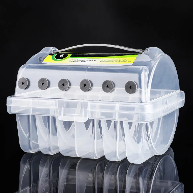 Goture Fishing Line Storage Box Slots Fishing Line Case Clear Visibility Fishing Line Organizer 6 Compartments Tackle Box 1pcs