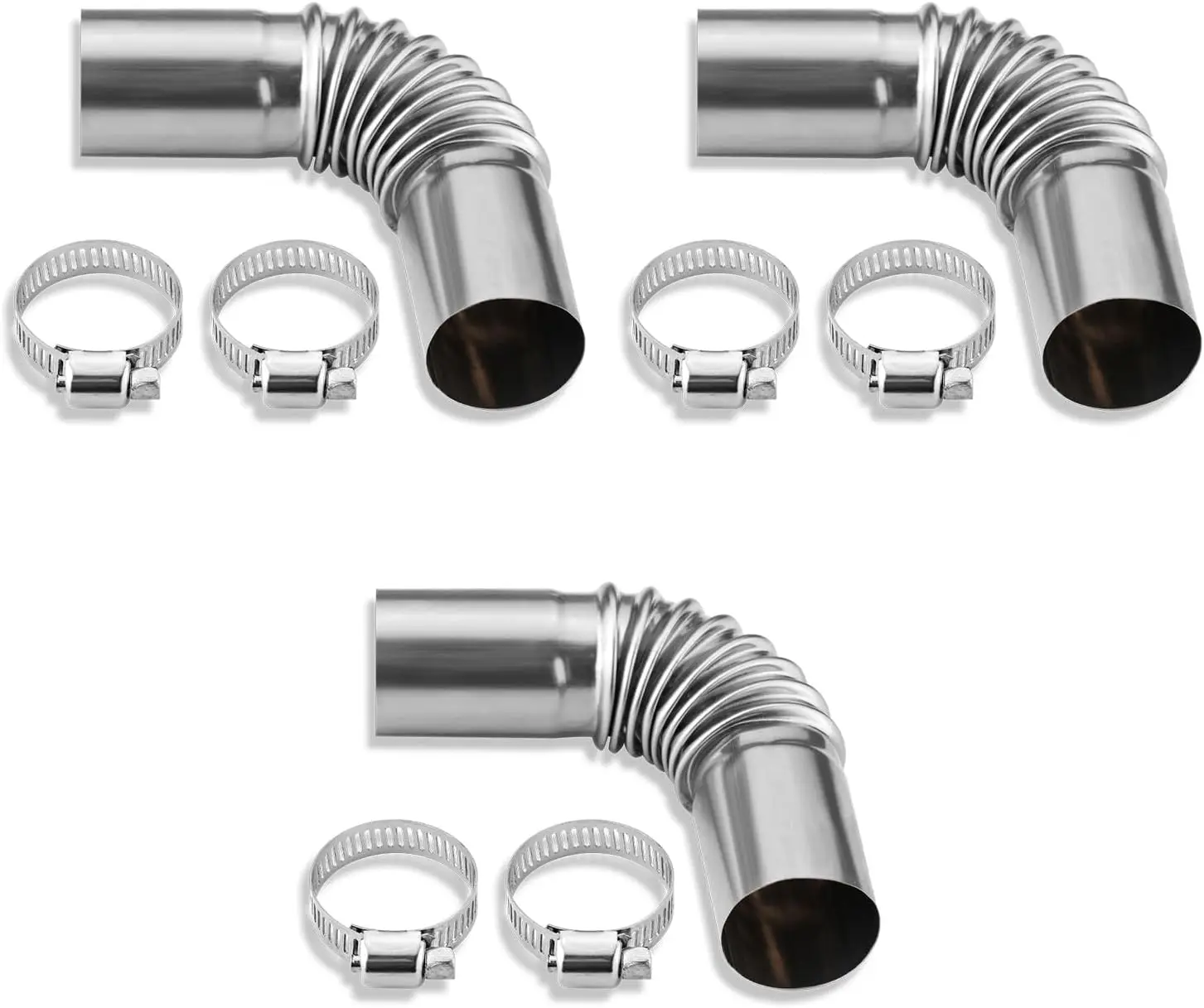 

3 шт., выхлопная труба обогревателя из нержавеющей стали 24 мм с 6 зажимами для обогревателя лодки Webasto Eberspacher