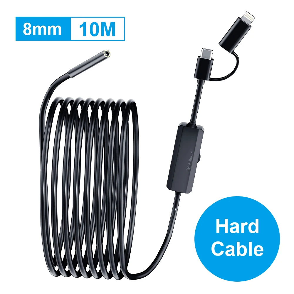 Endoscope Camera with Light 1920P 8mm Slim Borescope Dimmable 8LED Inspection Camera for iPhone Android Waterproof Snake Camera