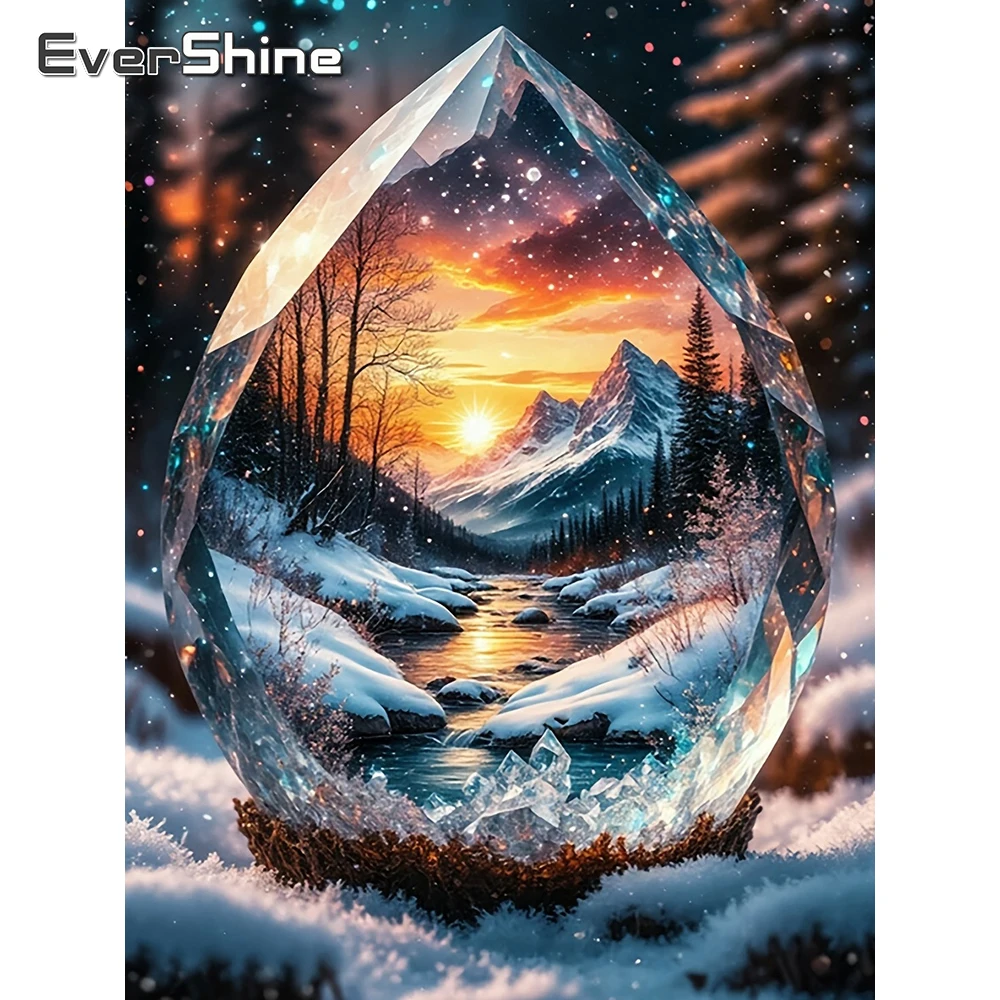 EverShine Diamant Malerei Landschaft voller Bohrer Quadrat Stickerei Schnee Berg 5D DIY Kit Mosaik Baum Winter Home Decor