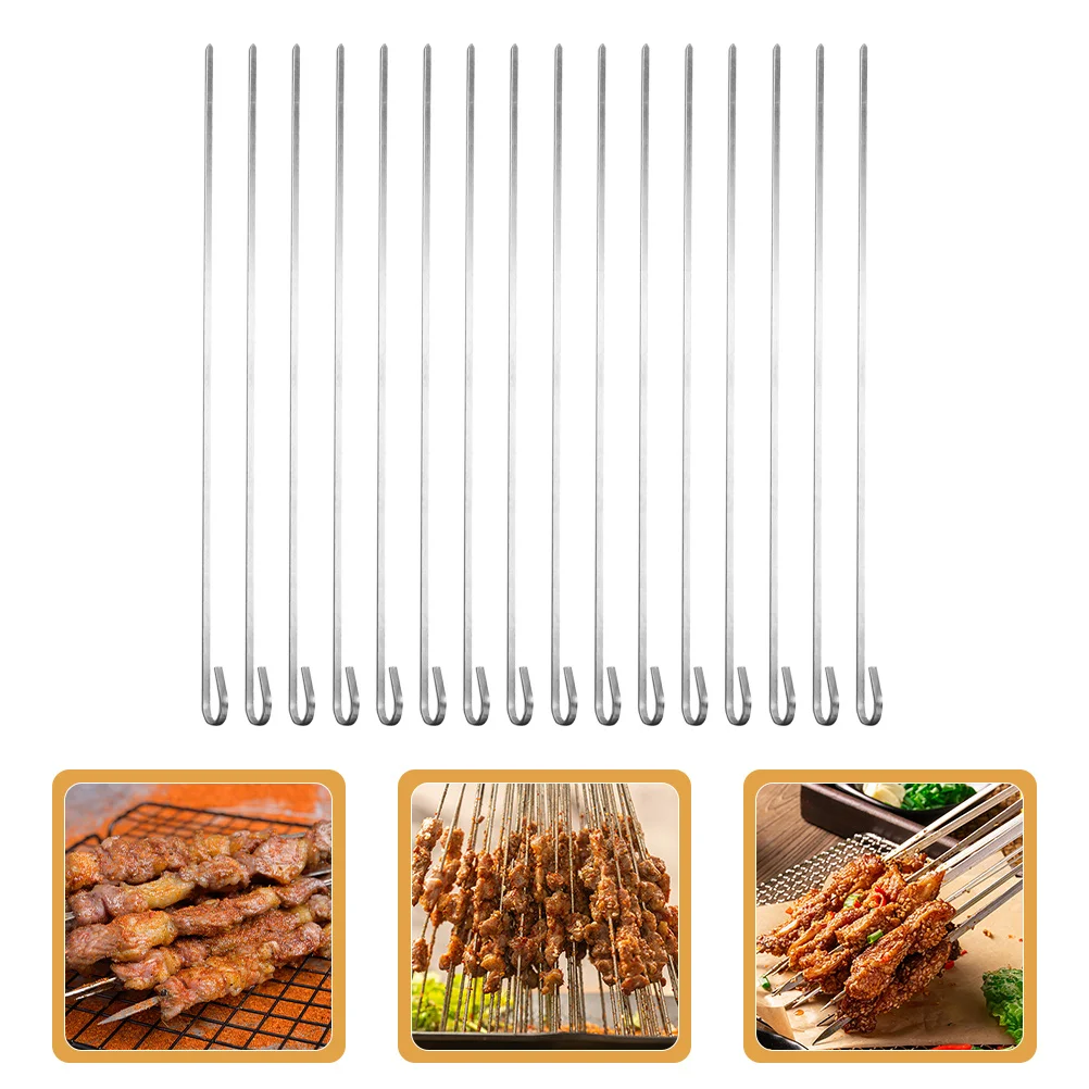 

16Pcs Bbq Skewers Flat Stainless Steel Barbecue Sticks for Kabob Meat Grilling Skewers Outdoor Kabob Sticks Skewer