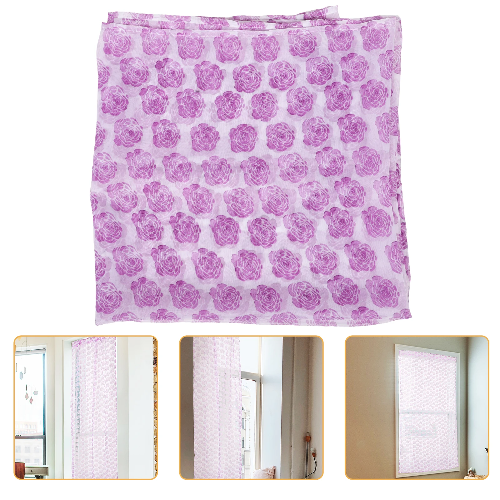 

Curtain 200X140cm Roses Voile Sheer Window Tulle Light Filtering Privacy Bedroom Living Room Home Decoration Transparent