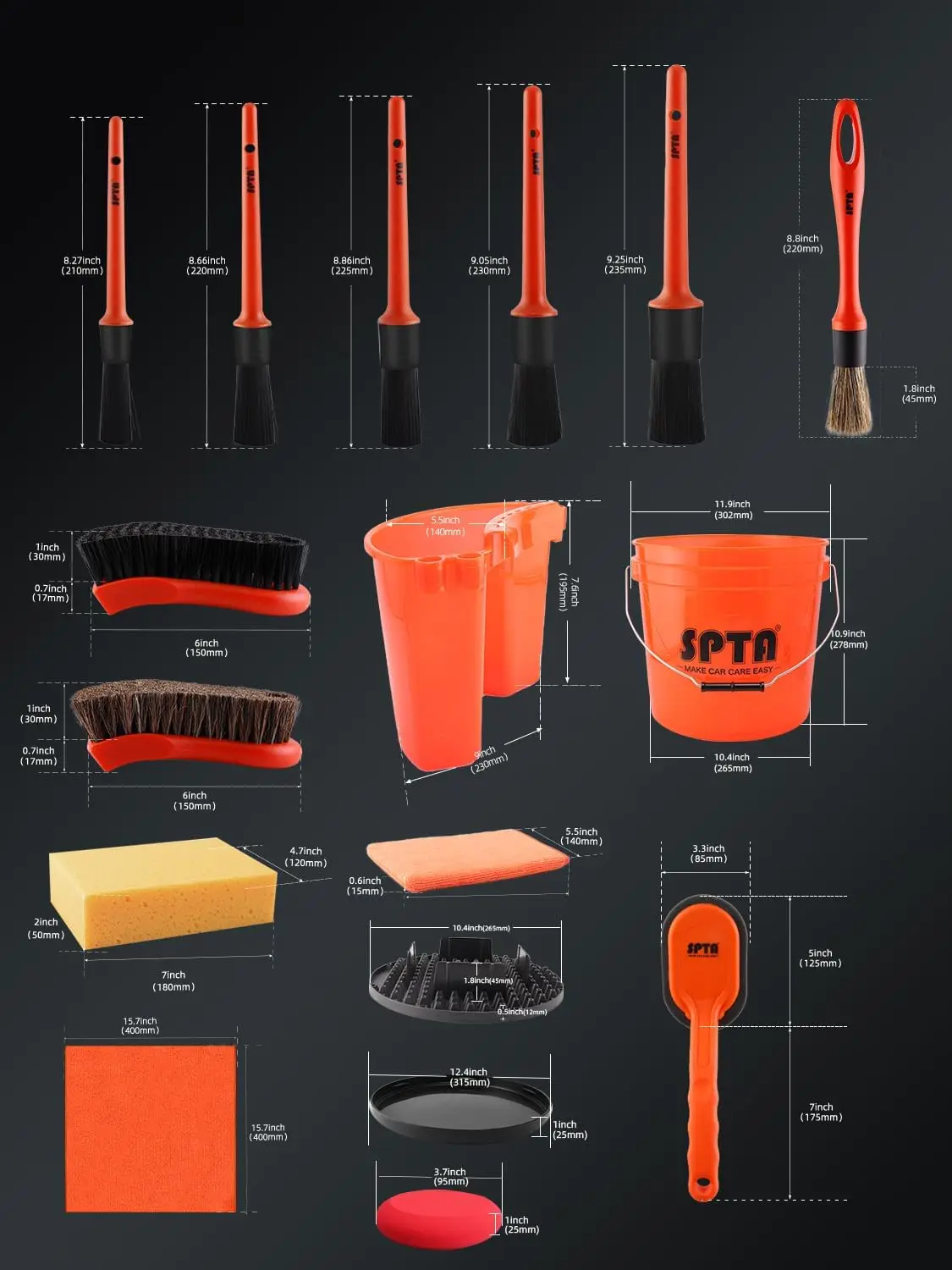 SPTA 31Pcs Car Wash 15L Bucket - Car Detailing Brush recension och pris