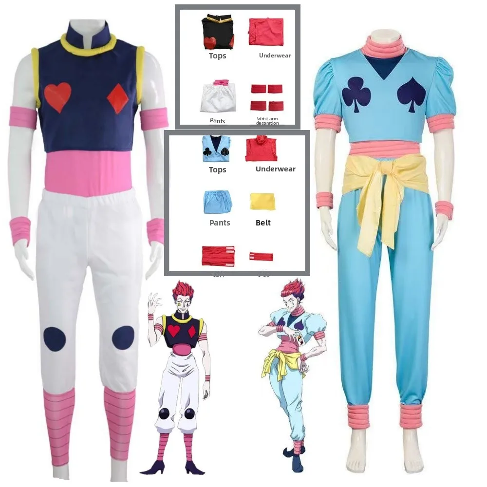 Disfraz de Anime Hunter X Hunter, disfraz de Hisoka, peluca, conjunto de uniforme de Hisoka, traje de juego de rol para fiesta de Halloween para hombre