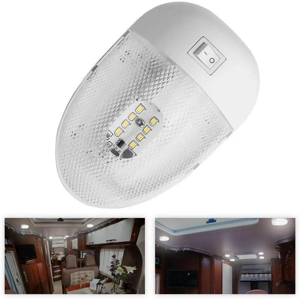 Fit for installation in campers, vans, motorhomes, trailers, and marine applications. Ceiling Dome Light