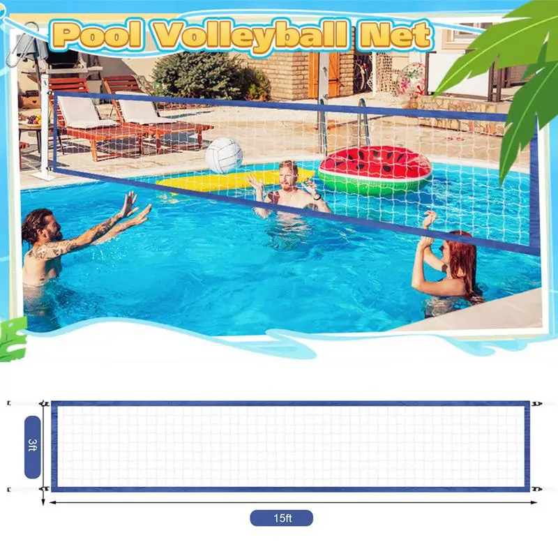

Water Volleyball Net Portable 15 X 3FT Tennis Net Replacement Swimming Pool Supplies Heavy Duty Sports Accessories For Backyard