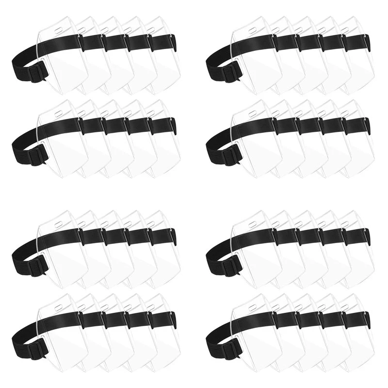 Delicate texture- Badge Holder Armband ID Card Badge Holder With Adjustment Buckle Universal Size For Work Passes (40Pcs)