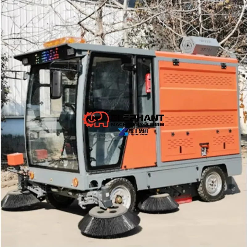 Large Electric Four-wheel Sweeper Factory Workshop Property Road Sanitation Multi-functional Driving Sweeper