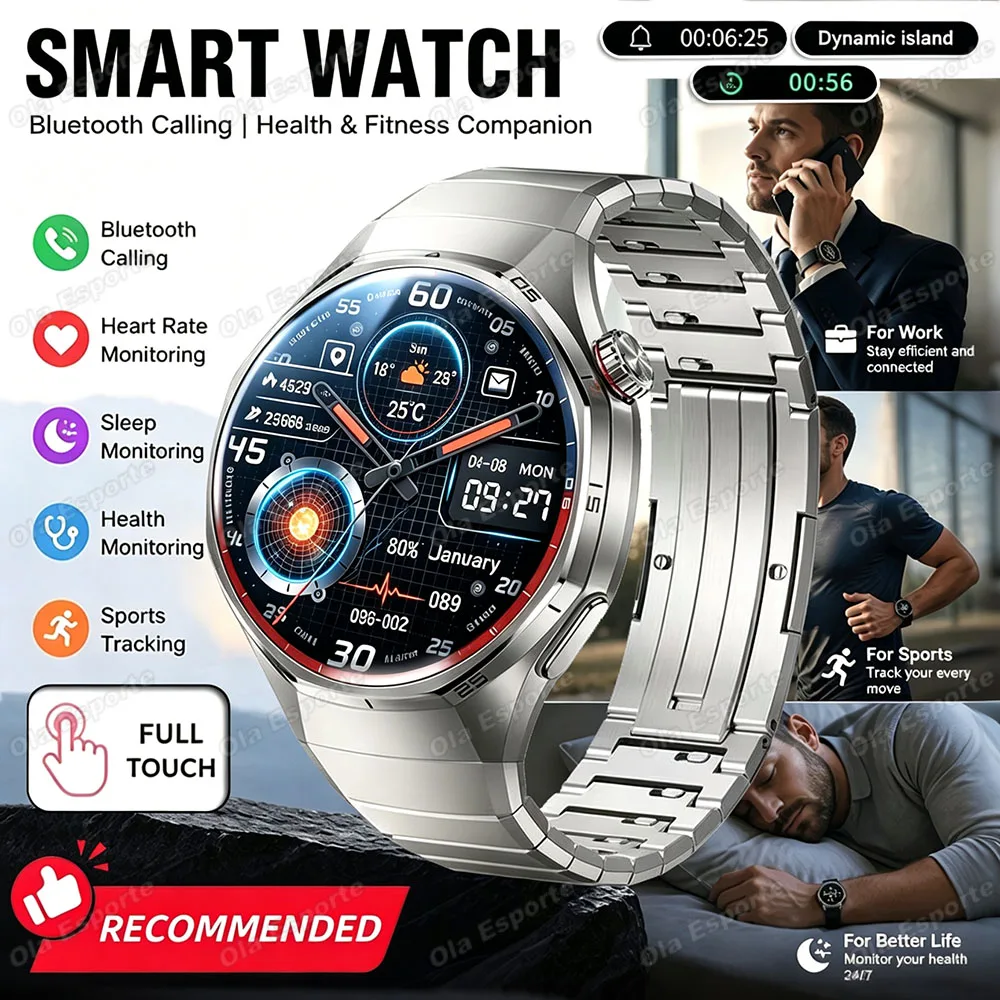 Relógio Inteligente Masculino Watch 7 Upgrade 2026, Relógio Esportivo para Atividades ao Ar Livre, Monitoramento de Frequência Cardíaca e Sono, Notifi
