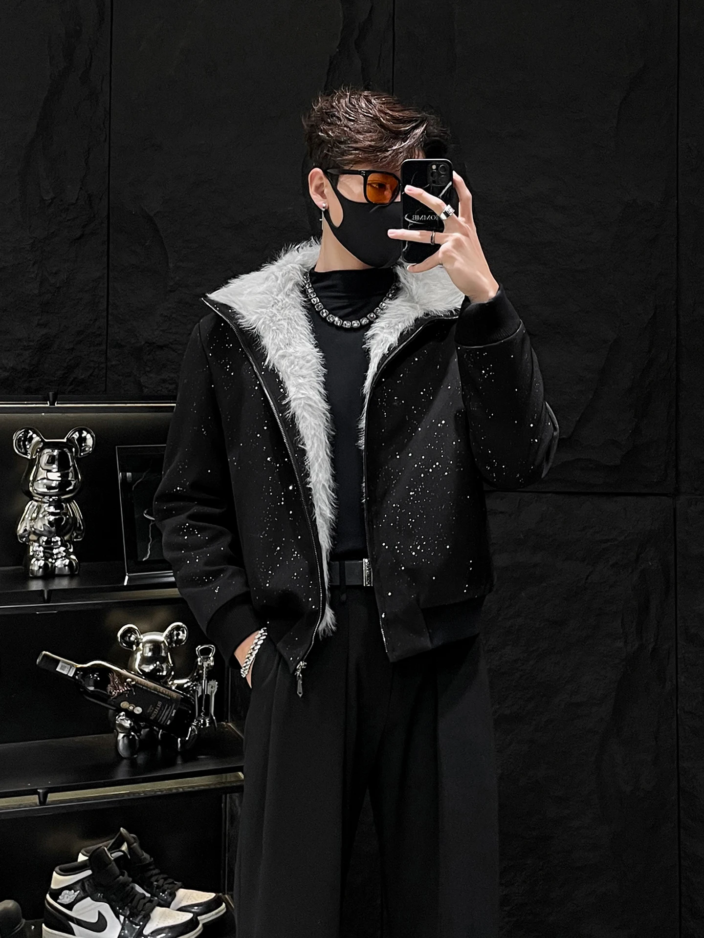 

Мужская зимняя куртка Gold Emed с меховым воротником, повседневная, удлиненная, на молнии, без бренда, молодежная, модная, утепленная