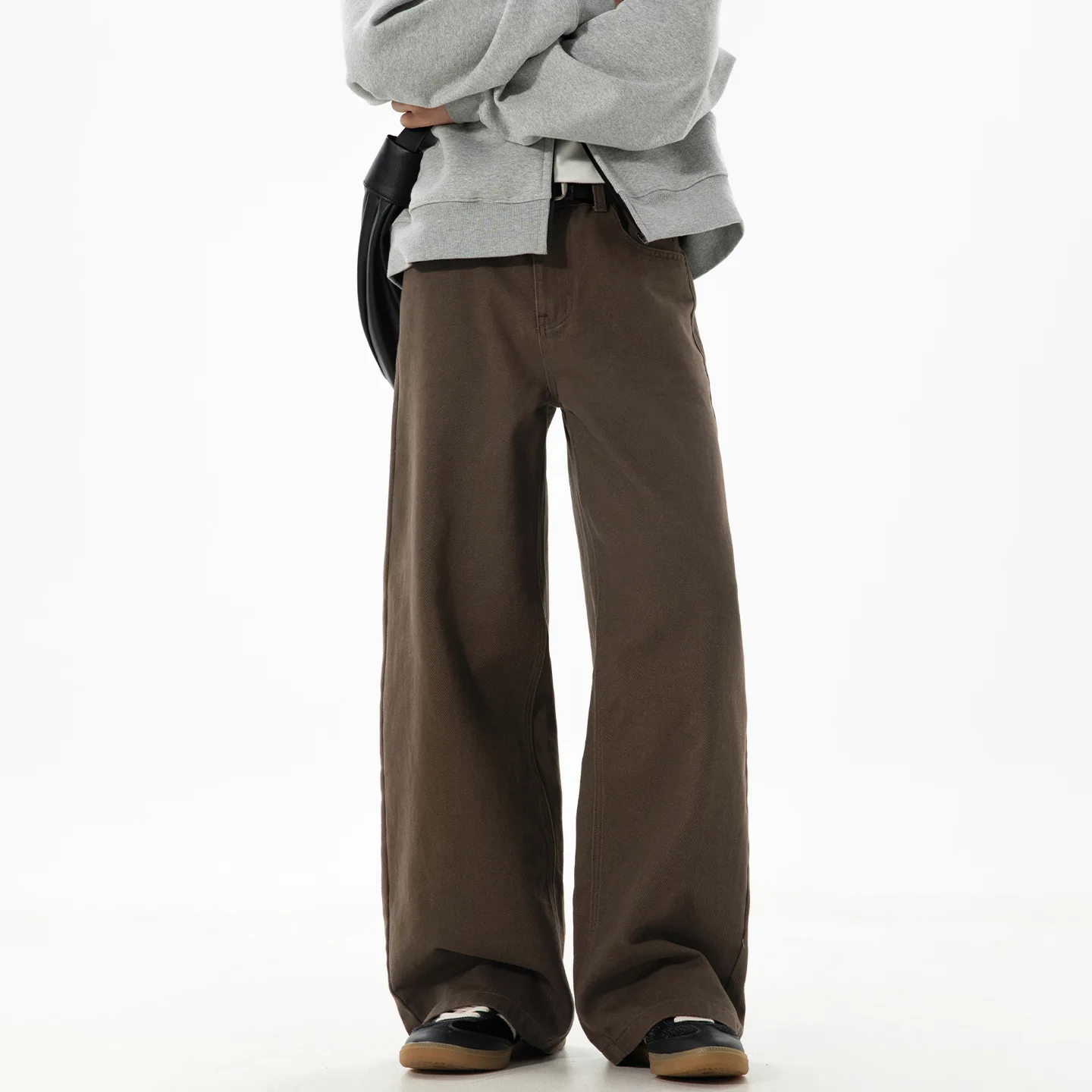 Twill Slightly Wide Loose Straight Casual Pants Men's 2026 New Pure Cotton Semi-elastic Retro Long Pants
