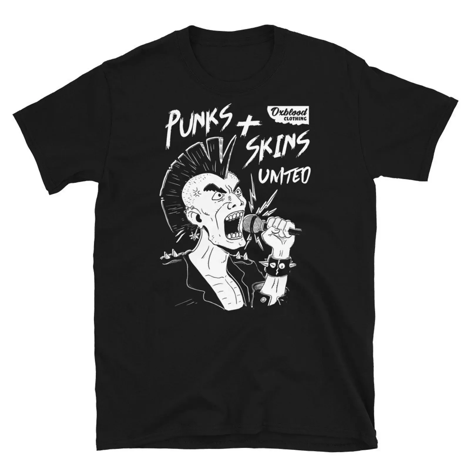 Oxblood Punks Skins United Mohawk Singer T Shirt Streetpunk Oi 80s Punk NYHC Crustpunk Casual vintage Washed