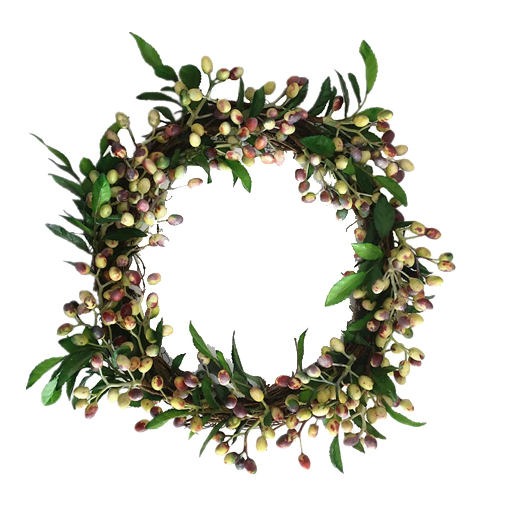

Artificial Olive Branch Wreath Decor Door Hanging Home Accessories Fall Christmas Thanksgiving VintagePlant