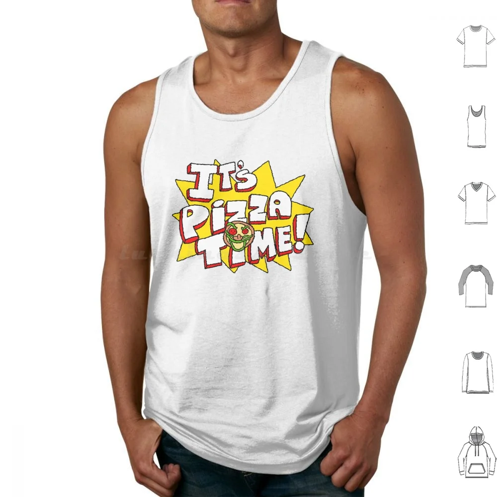 Pizza Time V2 Tank Tops Vest Sleeveless Demonigote Pizza Tower Pizza Tower Peppino Pizzaface Pixel Parody Super Food