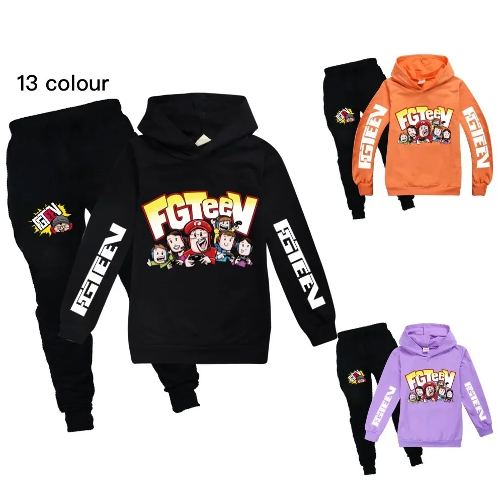 

Kids Tracksuit Boys Clothes Set Sweatshirt Cartoon fgteev Hoodies and Pants Teenage Sportwear Clothing Family games Sport Suit