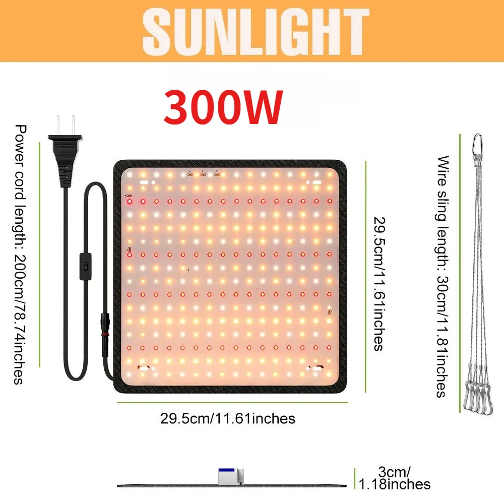 300W Led Grow Light Volledige Spectrum Quantum Board Plant Teelt Lamp Voor Indoor Ingemaakte Fruit Kas Tent Mos succulent